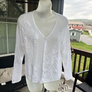 Elegant White Crochet Sweater